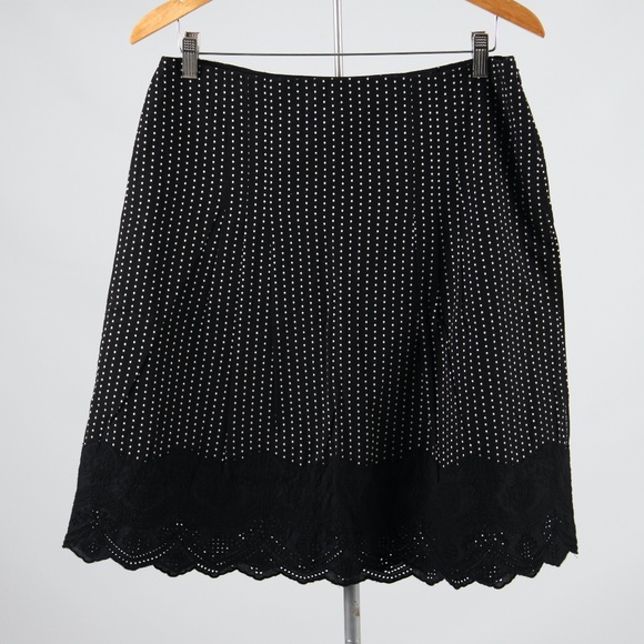 ANN TAYLOR – Polka Dot Lace Cotton A-Line Skirt - Picture 1 of 3
